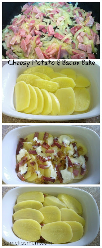 Cheesy Potato & Bacon Bake Collage
