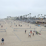 People Playing Volleyball in the Sand at Huntington