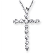 Round Diamond Dotted Cross Pendant