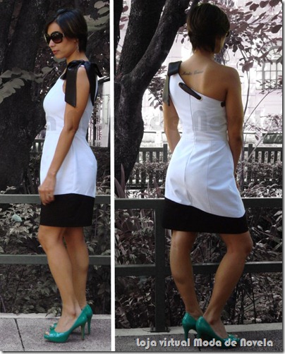 vestido p&b de um ombro só moda de novela estilo paula - 04 vestido p&b de um ombro só moda de novela estilo paula - 04
