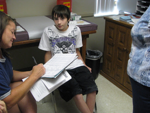 Dalton Church waits to get his shots