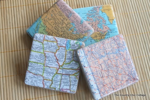 cheap craft diy mod podged map tile coasters cheap craft diy mod podged map tile coasters