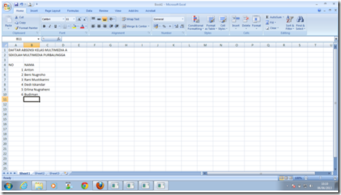 Lembar kerja Microsoft Excel