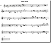 Partitura Jingle Bells para flauta - pintar y jugar