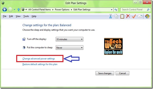 Windows 8 Advance Power Options