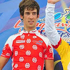 Jaco Venter with the King of Mountains jersey after the first stage of the Tour de Langkawi.