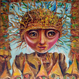 Strach u płota - Mantykora. Olej na płótnie; wymiary: 40x50cm