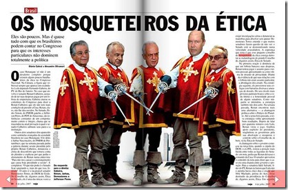 Dem&oacute;stenes vestido de mosqueteiro da &Eacute;tica na VEJA