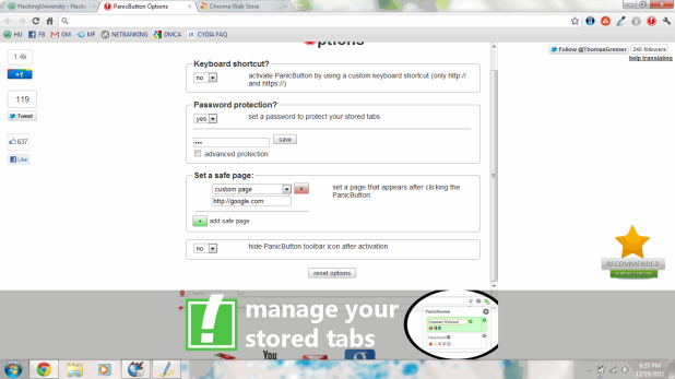 Hit Panic Button to hide all Chrome Tabs at once Hit Panic Button to hide all Chrome Tabs at once