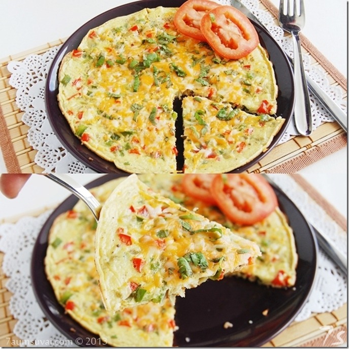 Vegetable cheese omelette collage