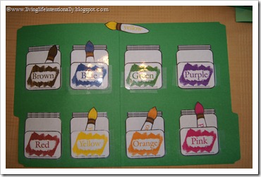 Paint Brush Matching Color File Folder Game Paint Brush Matching Color File Folder Game