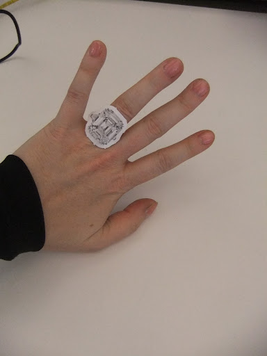 Robin Sayers, freelance editor for Martha Stewart Living, loved this huge diamond ring.