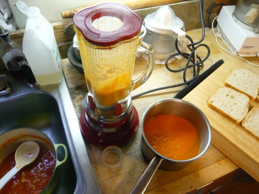 Cream of tomato soup (no cream). Took 15 minutes to make with butter, onion, garlic, tomatoes, chix stock, s&p. Move over Campbell's. Cream of tomato soup (no cream). Took 15 minutes to make with butter, onion, garlic, tomatoes, chix stock, s&p. Move over Campbell's.