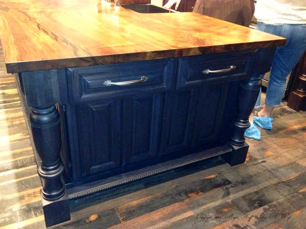 Black kitchen Island with Butcher block top.jpg Black kitchen Island with Butcher block top