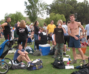 Sue, Kaiel and Bob getting prepped for the MudRun