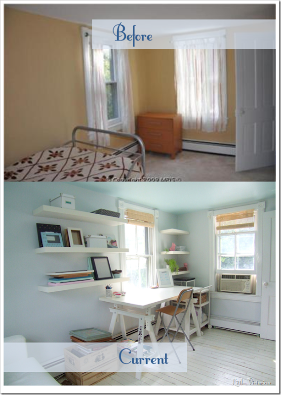 Bright office and guest room before and after