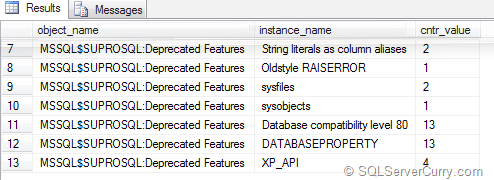SQL Deprecated Code