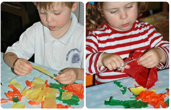 Fall Tissue Paper Collage Tutorial Colalge