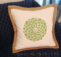 Tulip flower stencil on braided pillow blank.jpg Tulip flower stencil on braided pillow blank