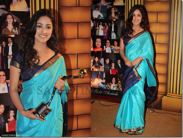 Yami_Gautam_Blue_Silk_Saree