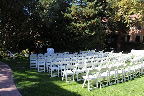 The courtyard was all set up for a ceremony. The courtyard was all set up for a ceremony.