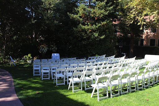 The courtyard was all set up for a ceremony. The courtyard was all set up for a ceremony.