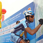 Ethiopian Solomon Shiferaw from the Marco Polo Cycling Team signs in for the Tour of Qinghai Lake. (photo: Christian Baerends)