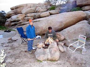 Camp fires are a necessity once the sun sets in the winter.