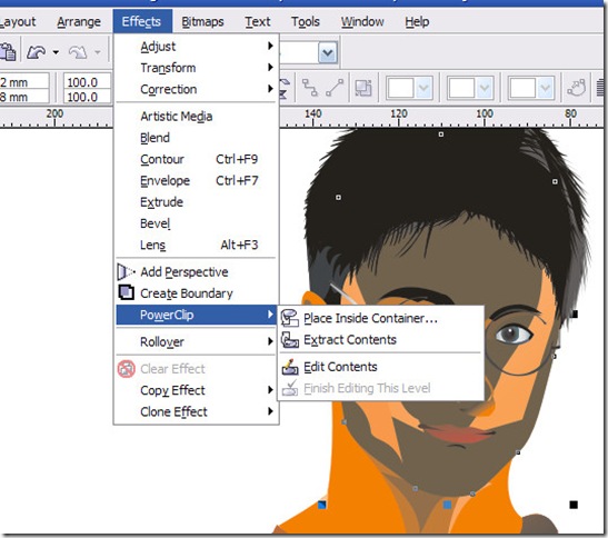 corel draw edit content