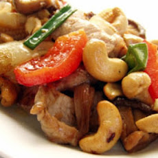 Spicy Pork and Cashew Stir-Fry with Snow Peas and Red Pepper