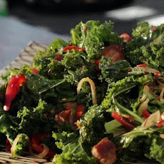 Braised Kale with Red Bell Pepper and Bacon