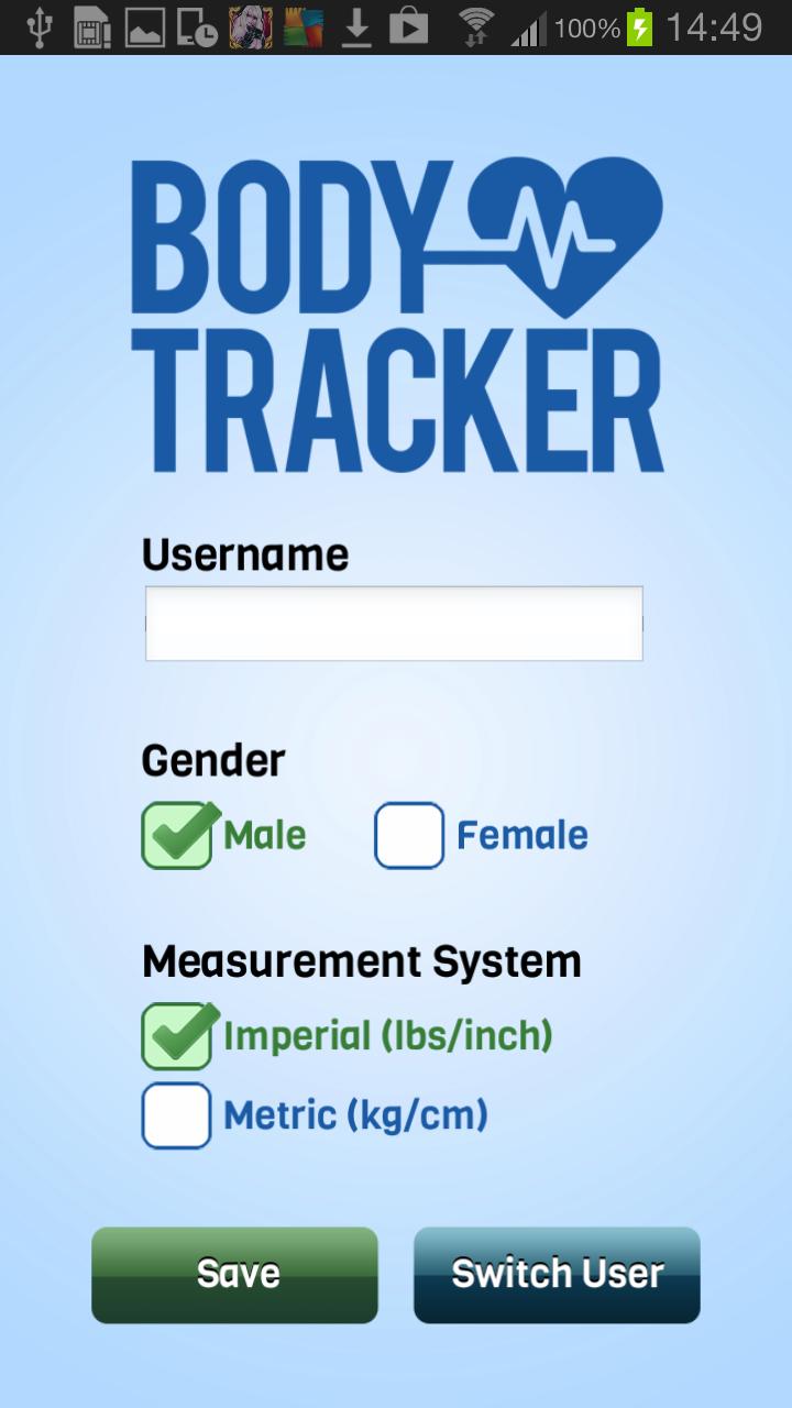 Android application Body Tracker screenshort