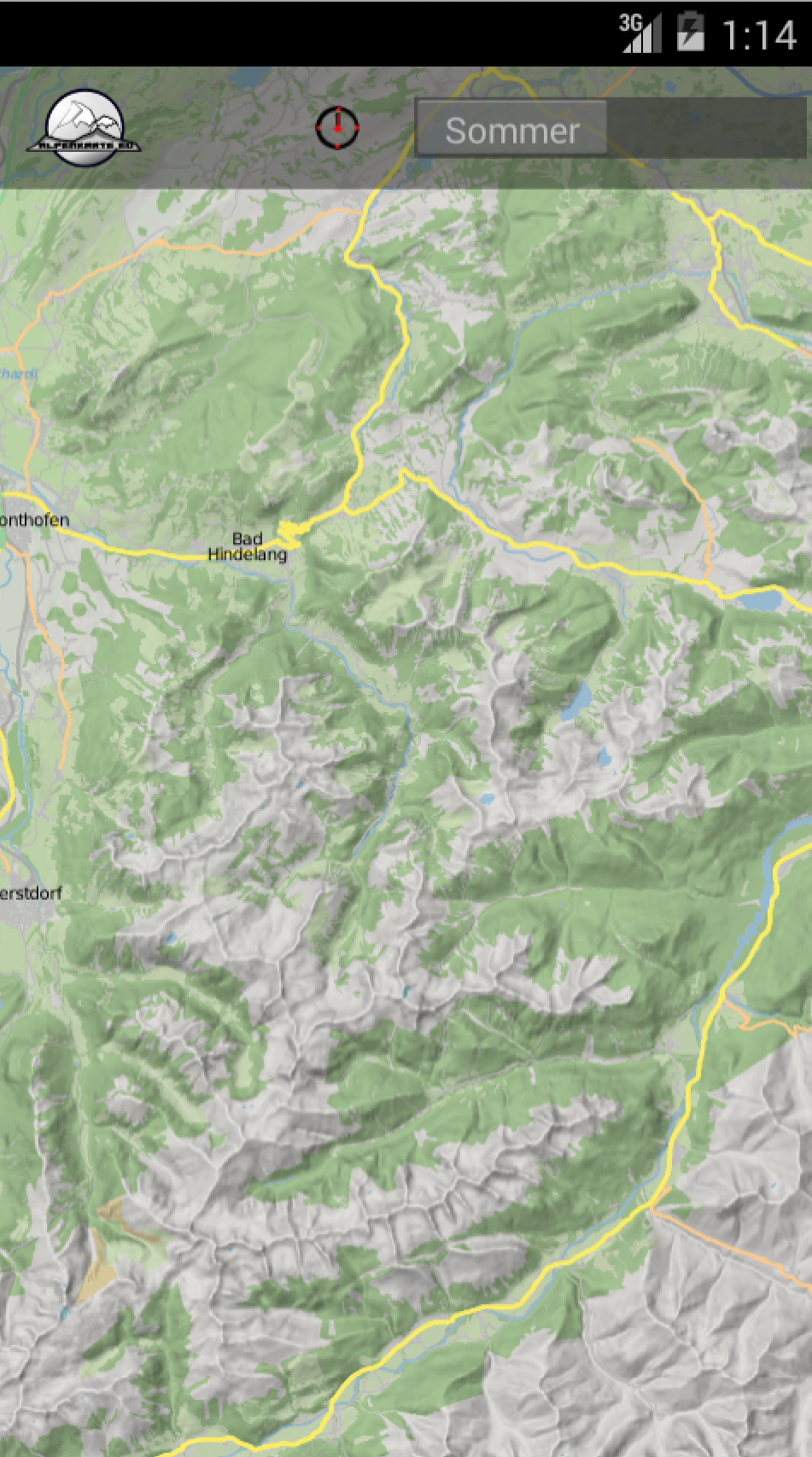 Android application CHIEMGAU mountain range map screenshort