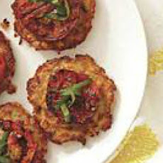 Skillet Corn Fritters with Grilled Tomato Toppers