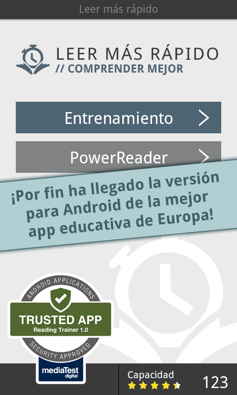 Android application Reading Trainer screenshort