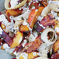 Grilled Peach, Onion and Bacon Salad with Buttermilk Dressing