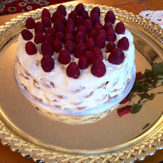 Lemon-Almond Frozen Torte with Raspberry Sauce.