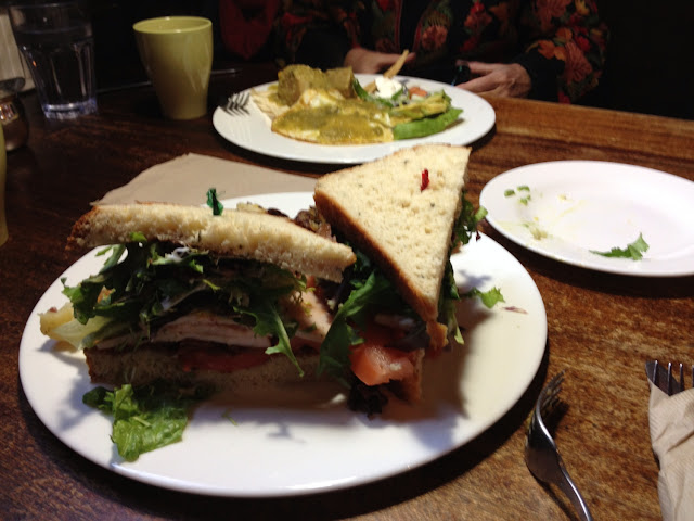 Turkey sandwich with GF bread, in background their sweet tamales! Both were wonderful!