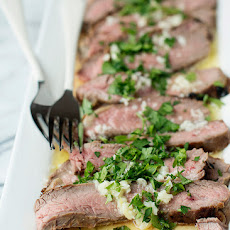 Flank Steak with Garlic Butter Sauce