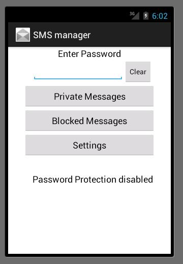 Android application SMS Manager screenshort