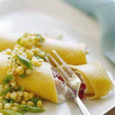 Cornmeal Crepes with Ricotta and Ham
