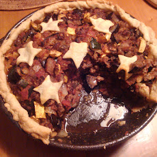 Rustic Ratatouille and Sausage Baked in A Stilton Crust