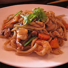 Lapa's prawn, udon noodle stir fry