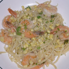 Spaghetti with Corn & Shrimp