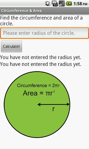 Circumference Area of Circle