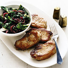 Pork Chops with Escarole and Balsamic Onions