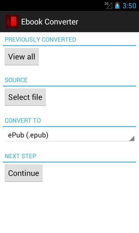 Android application Ebook Converter screenshort