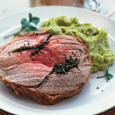 Roast Leg of Lamb with Mint, Garlic, and Lima Bean Purée