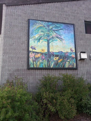 Tree And Flowers Painting On Wall