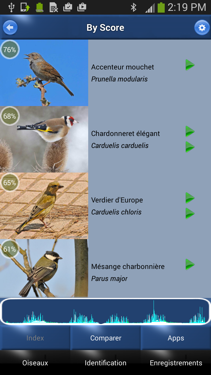 Android application Chants d’oiseaux automatique screenshort